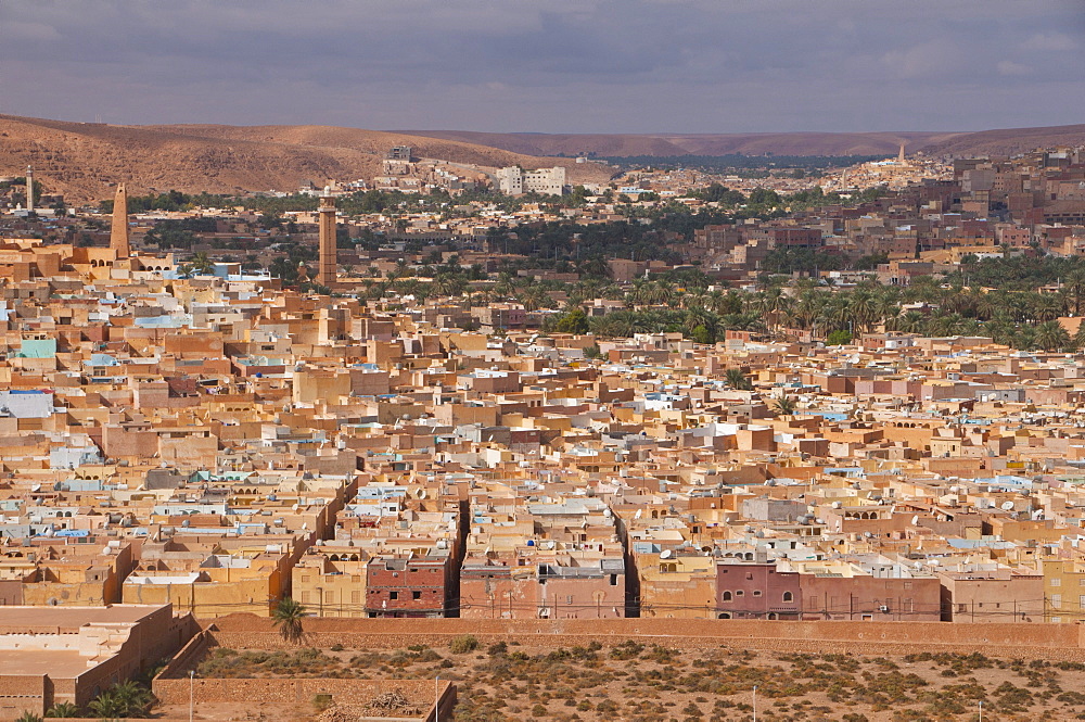 View over the villages of the Unesco World Heritage Site M'zab, Algeria, Africa
