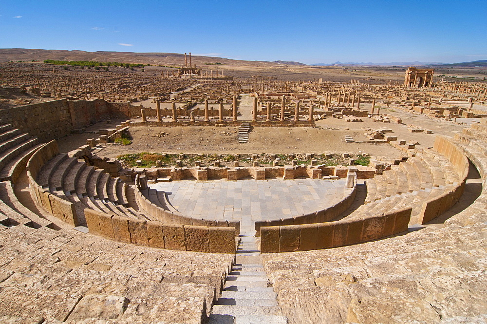 Amphitheatre, Roman ruins of Timgad, Unesco World Heritage Site, Algeria, Africa