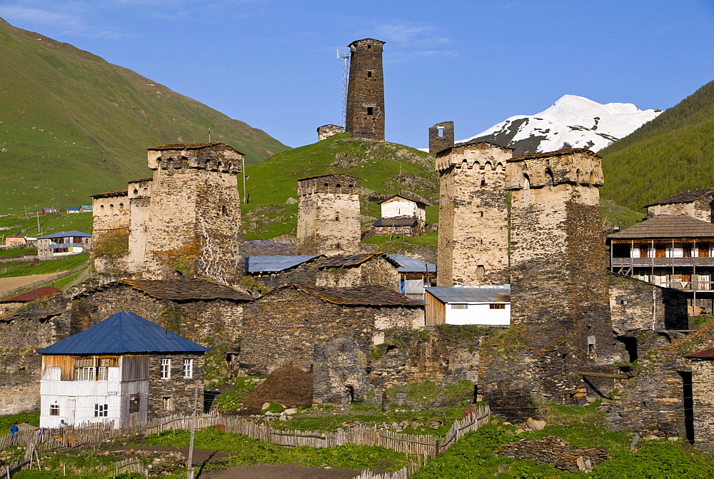 Historic mountain village of Ushguli, UNESCO World Heritage site, Svaneti province, Georgia, Middle East