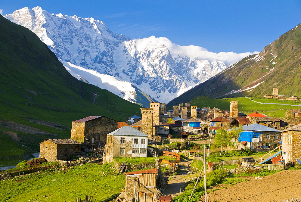 Historic mountain village of Ushguli, UNESCO World Heritage site, Svaneti province, Georgia, Middle East