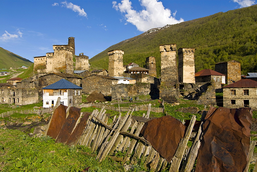 Historic mountain village of Ushguli, UNESCO World Heritage site, Svaneti province, Georgia, Middle East