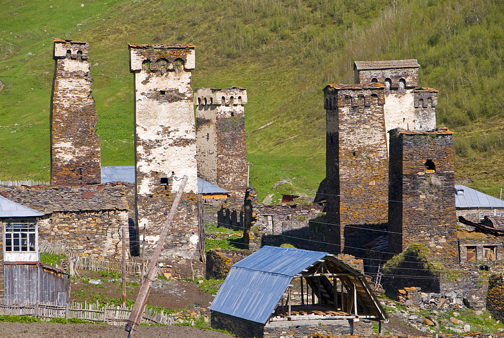 Historic mountain village of Ushguli, UNESCO World Heritage site, Svaneti province, Georgia, Middle East