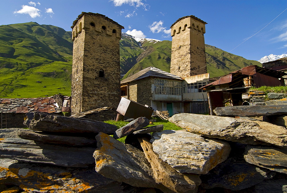 Historic mountain village of Ushguli, UNESCO World Heritage site, Svaneti province, Georgia, Middle East