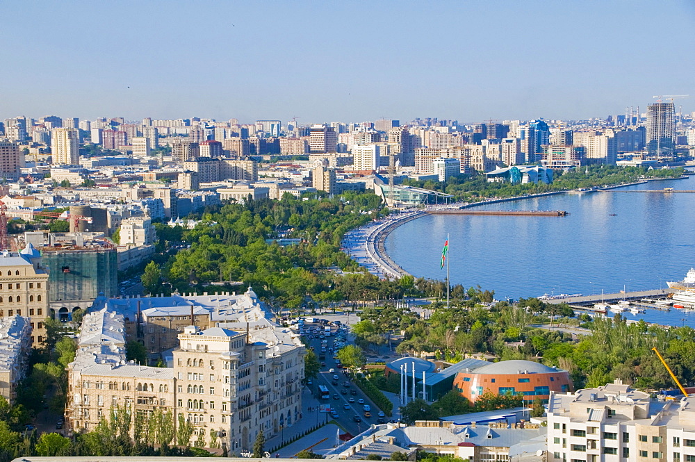 View of the coast of Baku, Baku Bay, Azerbaijan, Middle East