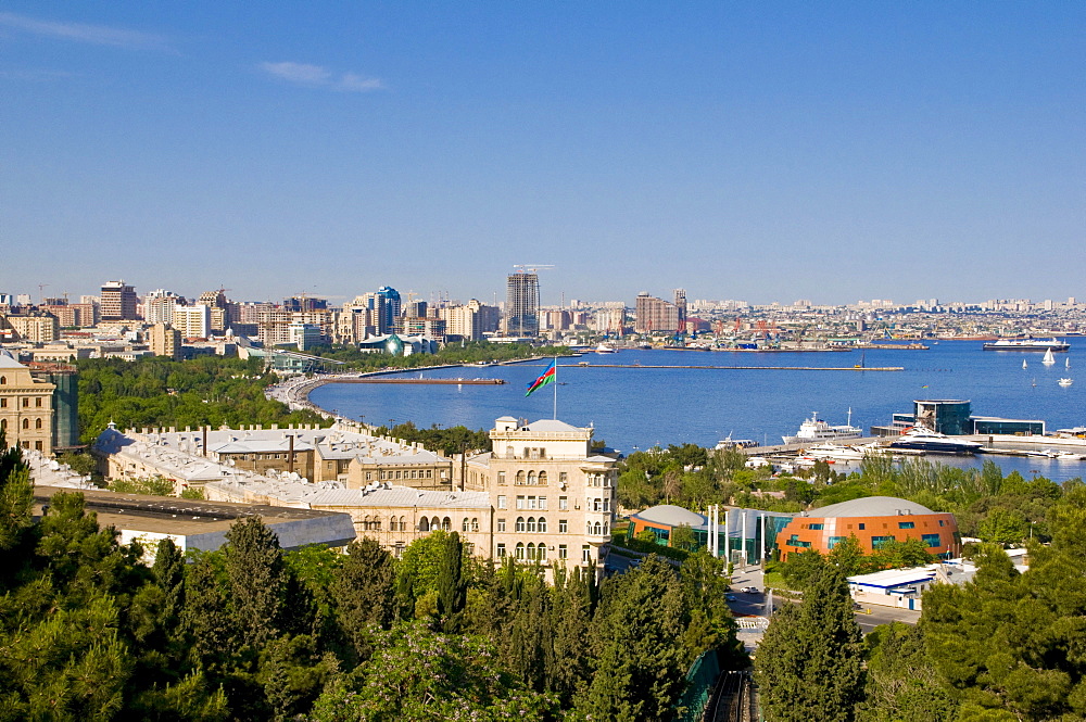 View of the coast of Baku, Baku Bay, Azerbaijan, Middle East