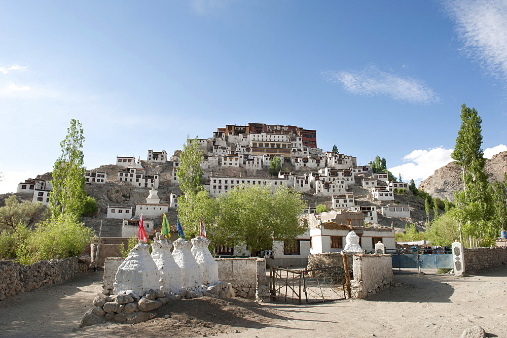 Tibetan Buddhism, monastery complex on a hill, Thikse Gompa Monastery near Leh, Ladakh district, Jammu and Kashmir, India, South Asia, Asia