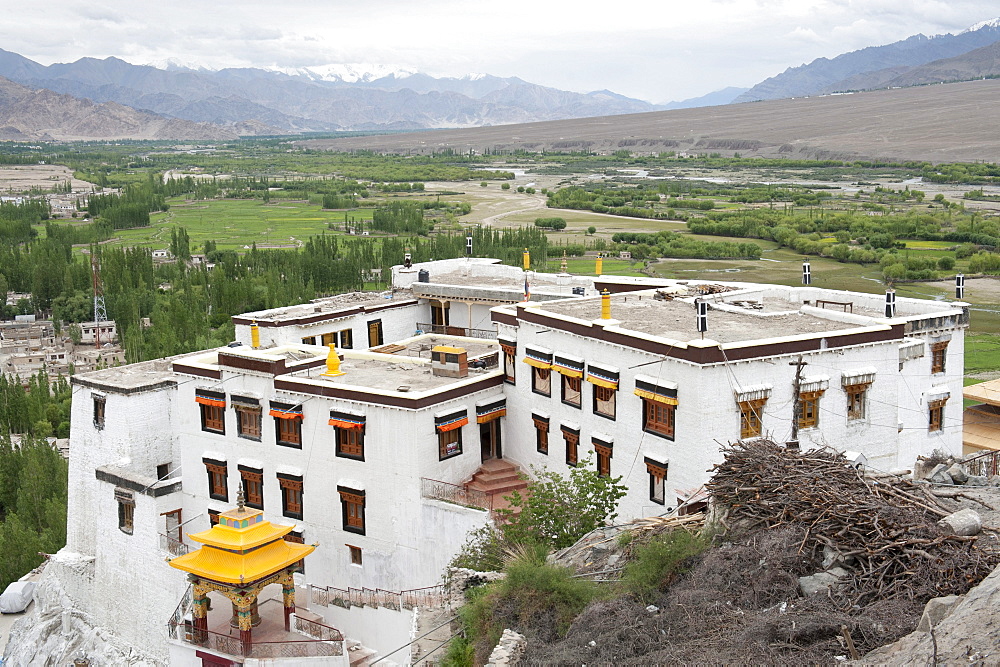 Indus Valley of the Indus River, Tibetan Buddhism, view from the top of Spituk Gompa Monastery near Leh, Ladakh district, Jammu and Kashmir, India, South Asia, Asia