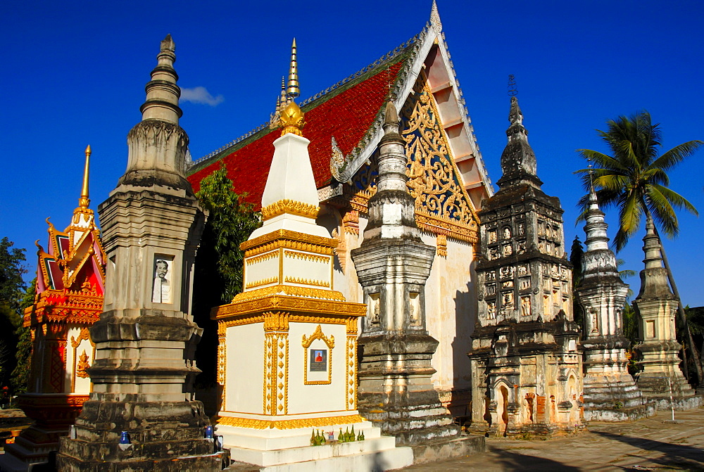 Theravada Buddhism, ornate grave stupas, Wat Xayaphoum temple, Savannakhet, Laos, Southeast Asia, Asia