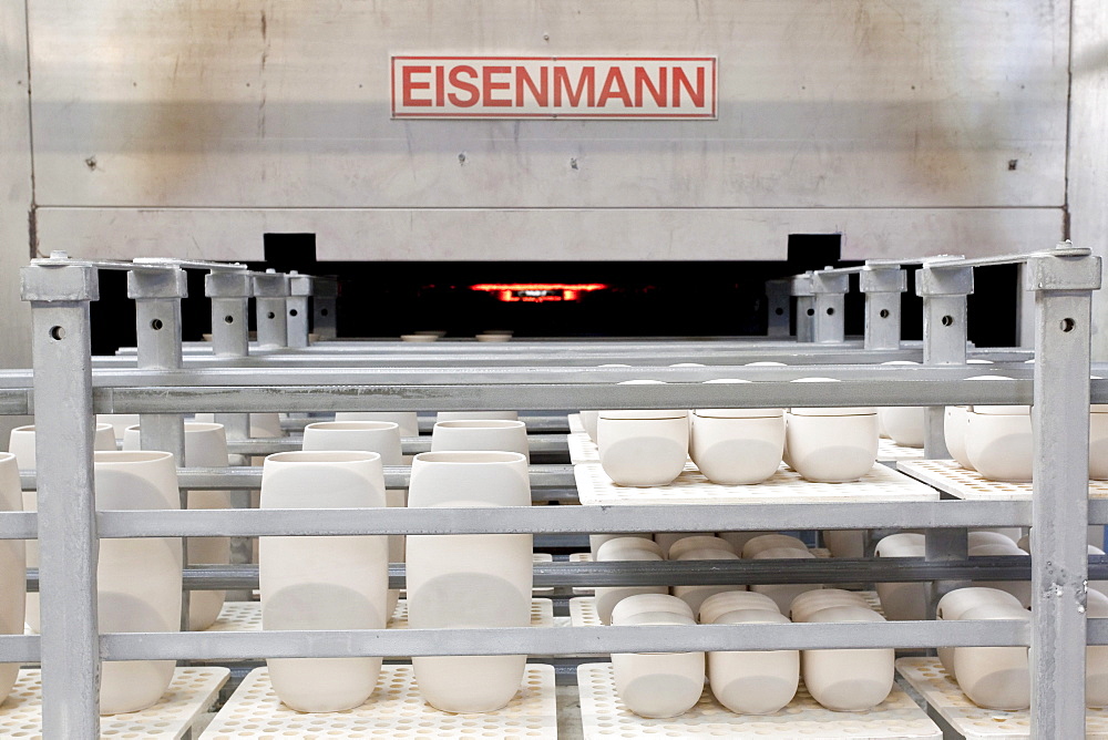 Kiln from the Eisenmann company in the production of tableware at the porcelain manufacturer Rosenthal GmbH, Speichersdorf, Bavaria, Germany, Europe