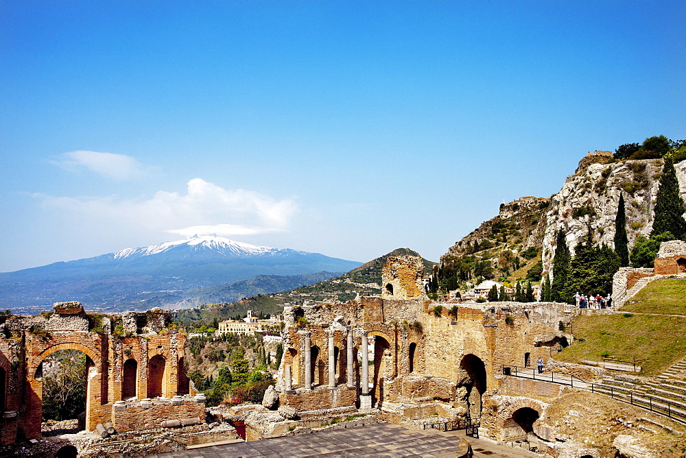 Teatro Greco, Etna, Taormina, Sicily, Italy, Europe