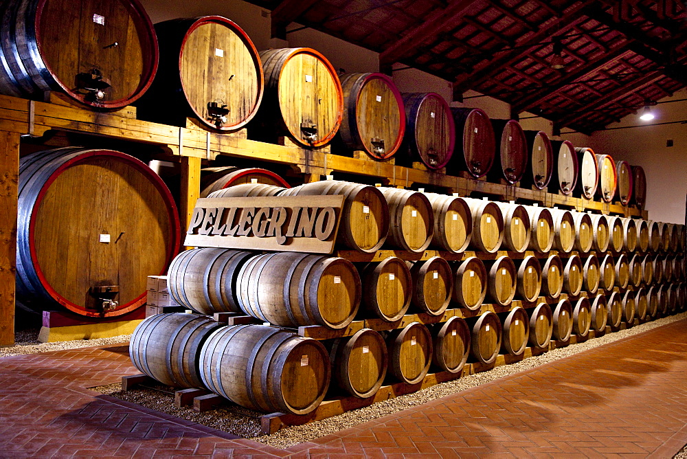 Wine cellar, Cantina Pellegrino, Marsala, Sicily, Italy, Europe