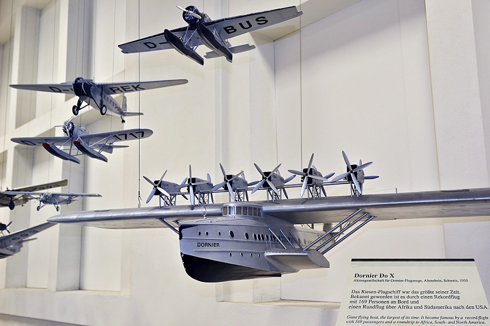 Model, Dornier giant flying boat Do X from 1930, Deutsches Museum, Munich, Bavaria, Germany, Europe