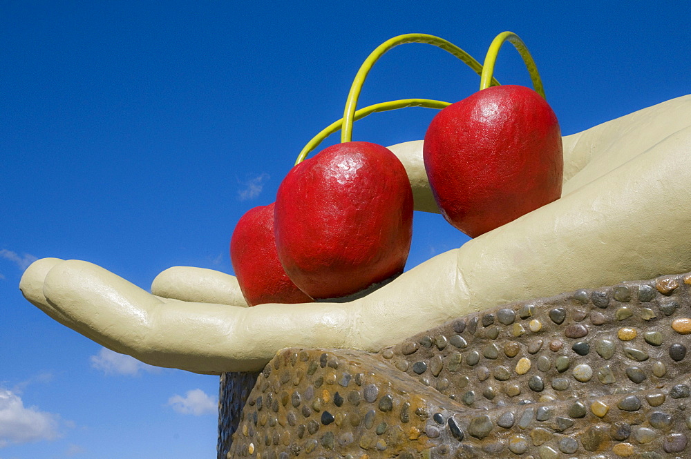 Monument for the cherry district in Los Antiguos, Santa Cruz, Patagonia, Argentina, South America