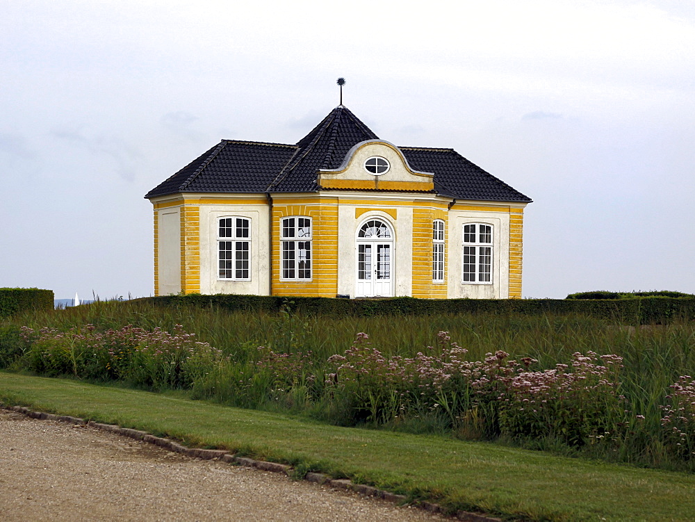 Tea pavilion at Valdemars Castle, Svendborg, Funen, Denmark, Europe