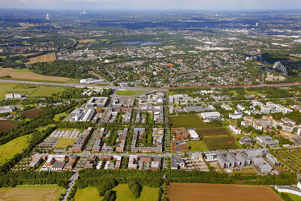 Aerial view, Technology Park Dortmund, University of Dortmund, the Fraunhofer Institute, Dortmund, Ruhr area, North Rhine-Westphalia, Germany, Europe