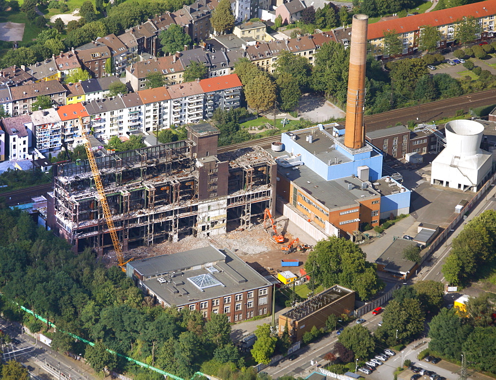 Aerial view, demolition of a power plant, Weissenburger Strasse street, Dortmund, Ruhr area, North Rhine-Westphalia, Germany, Europe