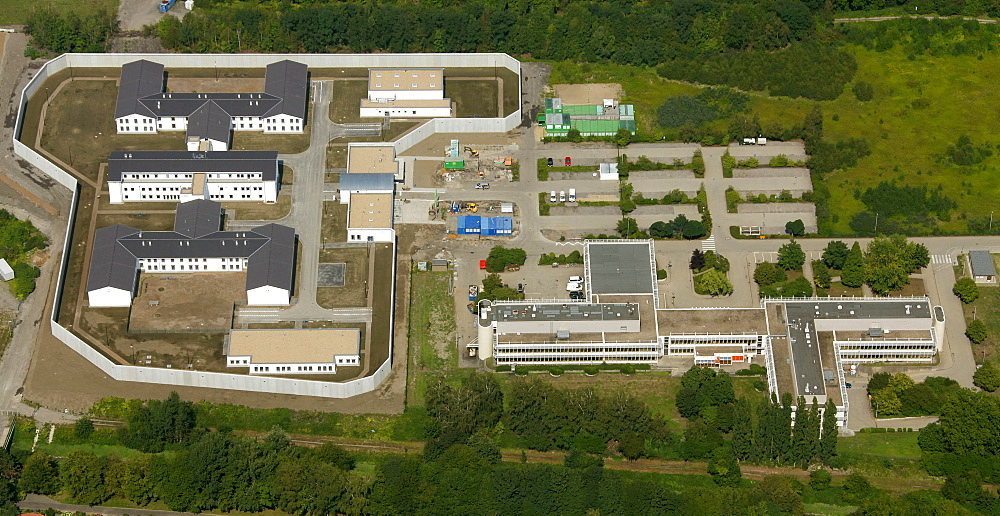 Aerial view, forensic hospital, Herne Wanne-Eickel, Ruhr Area, North Rhine-Westphalia, Germany, Europe