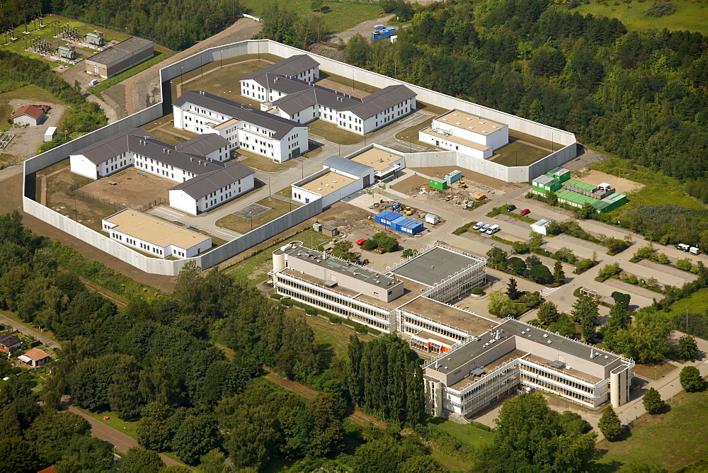 Aerial view, forensic hospital, Herne Wanne-Eickel, Ruhr Area, North Rhine-Westphalia, Germany, Europe