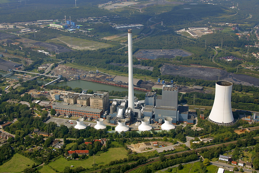 Aerial view, STEAG power plant, Herne, Ruhr area, North Rhine-Westphalia, Germany, Europe