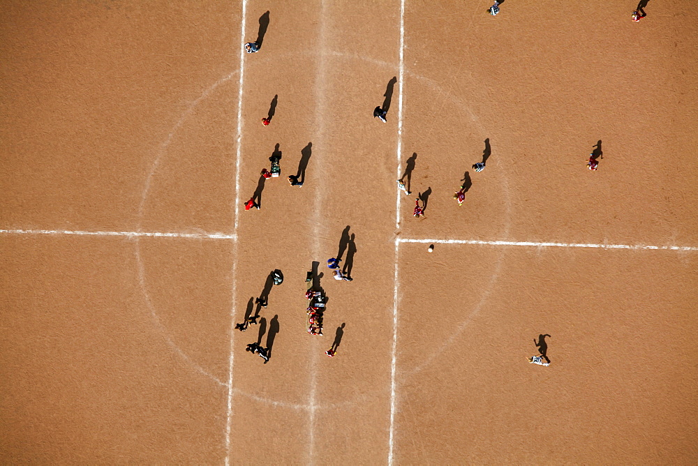 Aerial view, sports ground, clay court, youth training, soccer club, Wetter, Ruhrgebiet region, North Rhine-Westphalia, Germany, Europe