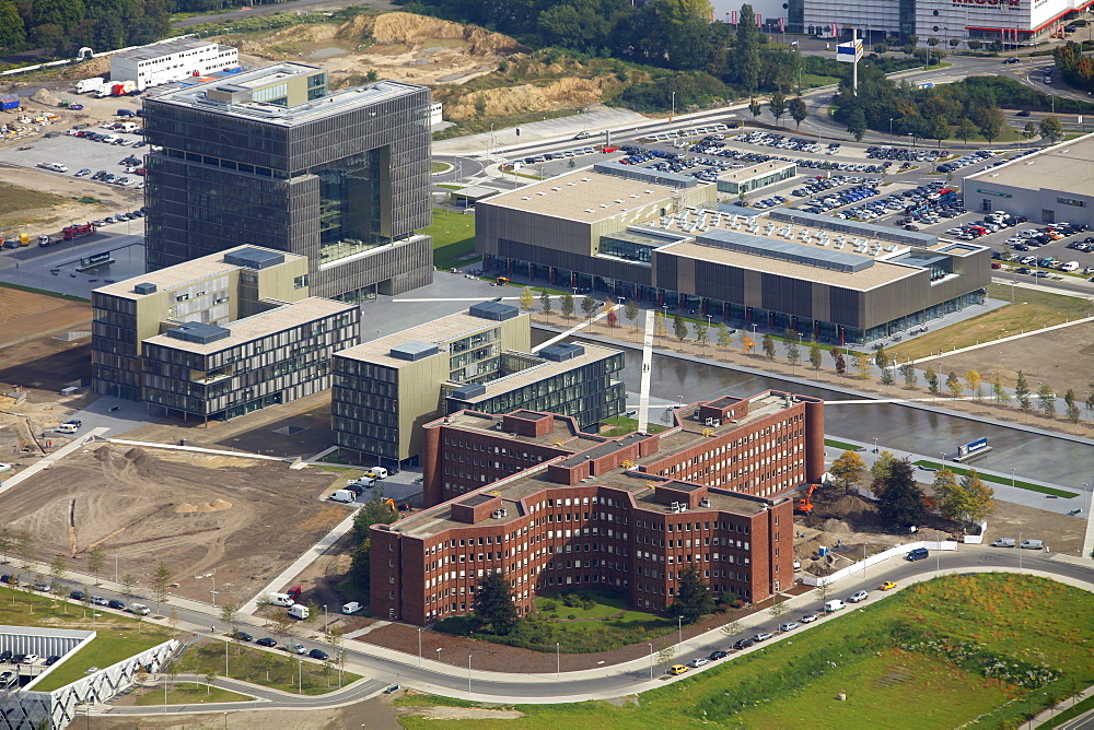 Aerial view, ThyssenKrupp headquarters in Essen, company headquarters, Essen, Ruhr area, North Rhine-Westphalia, Germany, Europe