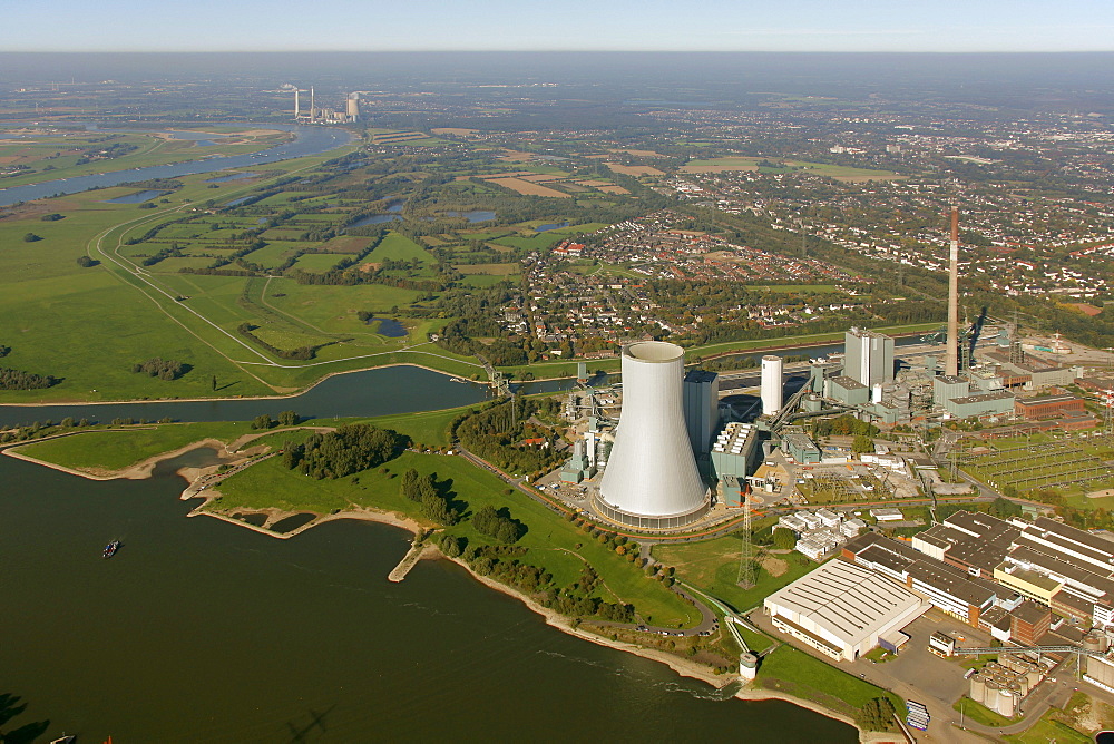 Aerial view, EVONIK STEAG power plant Walsum-Duisburg, Duisburg, Ruhrgebiet region, North Rhine-Westphalia, Germany, Europe