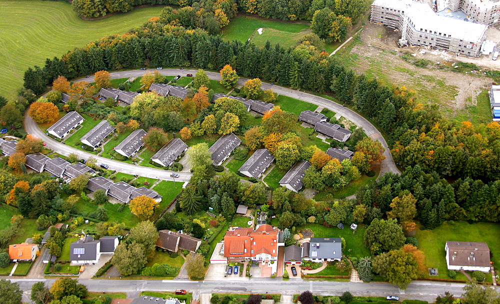 Aerial view, Otto-Brenner-Strasse estate, loop road, Hasslinghausen, Sprockhoevel, Ruhrgebiet region, North Rhine-Westphalia, Germany, Europe