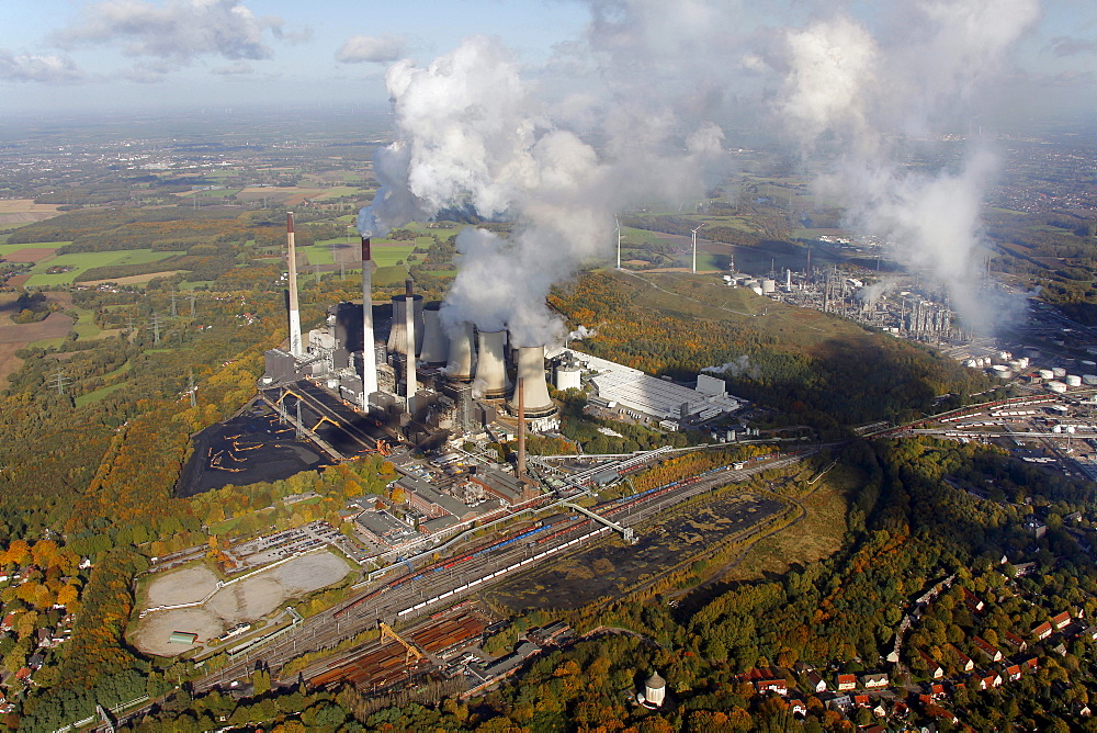 Aerial view, EON STEAG coal-fired power plant in Gelsenkirchen-Scholven, Ruhr Area, North Rhine-Westphalia, Germany, Europe