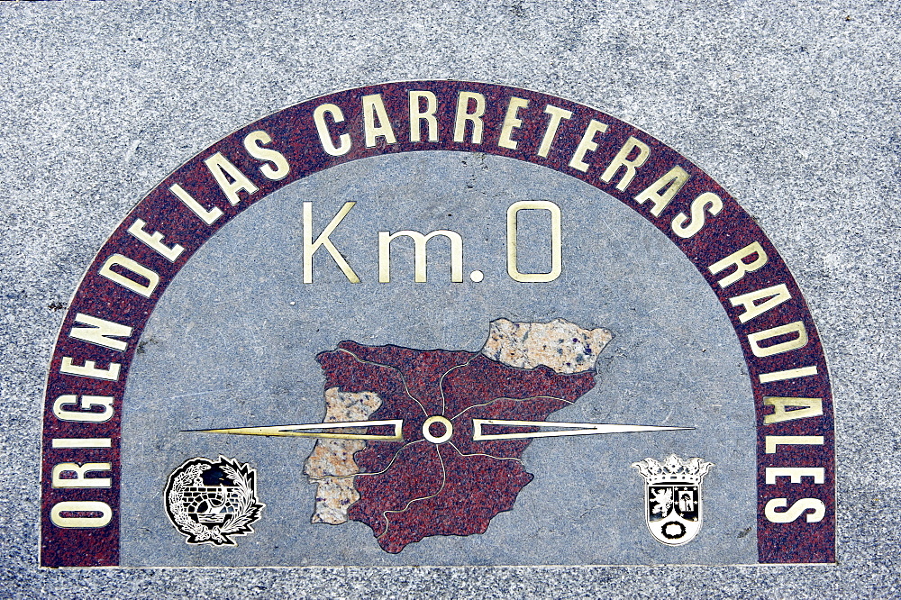 Km 0, the center of Madrid, Plaza Puerto del Sol square, Madrid, Spain, Europe