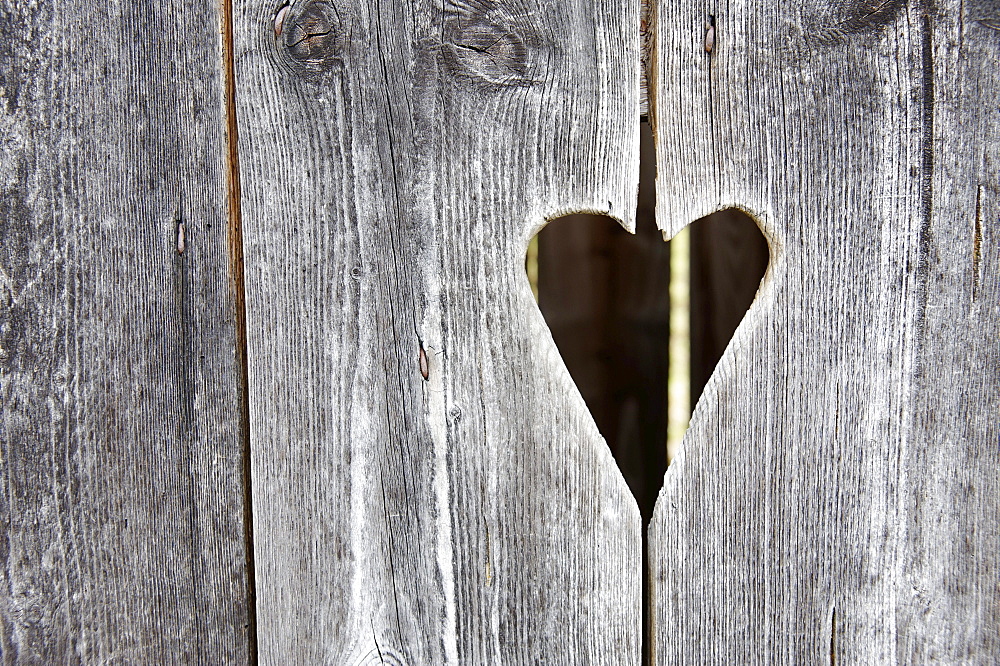 Wooden door with a heart, toilet, toilet door, squat toilet