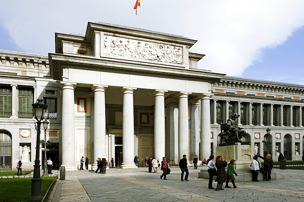 Diego Rodriguez de Silva y Velazquez, 1599-1660, at the entrance to the Prado, Madrid, Spain, Europe