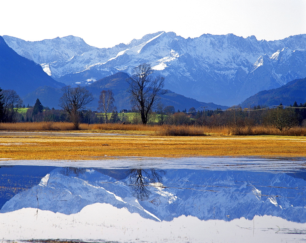 Wettersteingebirge range with Mt. Alpspitze, Upper Bavaria, Germany, Europe