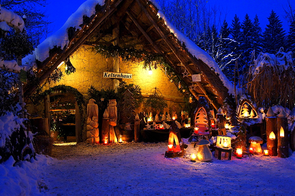 Christmas market at the Waldbuehne, forest stage, Halsbach, Upper Bavaria, Germany, Europe