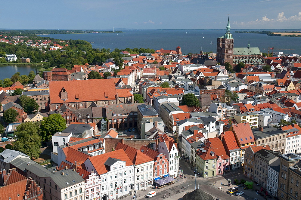 Panorama with Nikolaikirche church, Unesco World Heritage Site, Stralsund, Mecklenburg-Western Pomerania, Germany, Europe
