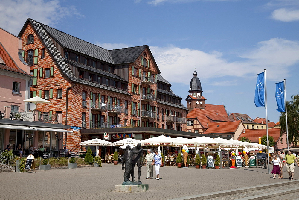 Hotel am Hafen, waterfront hotel, climatic health-resort of Waren on Lake Mueritz, Mecklenburg Lake District, Mecklenburg-Western Pomerania, Germany, Europe