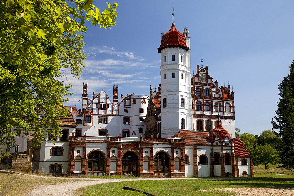 Schloss Basedow Castle, Mecklenburg Switzerland, Mecklenburg-Western Pomerania, Germany, Europe