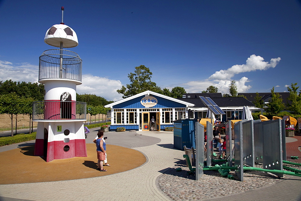 Playground, Vis-A-vis family restaurant, Baltic Sea spa of Zingst, Fischland Darss Zingst peninsula, Mecklenburg-Western Pomerania, Germany, Europe