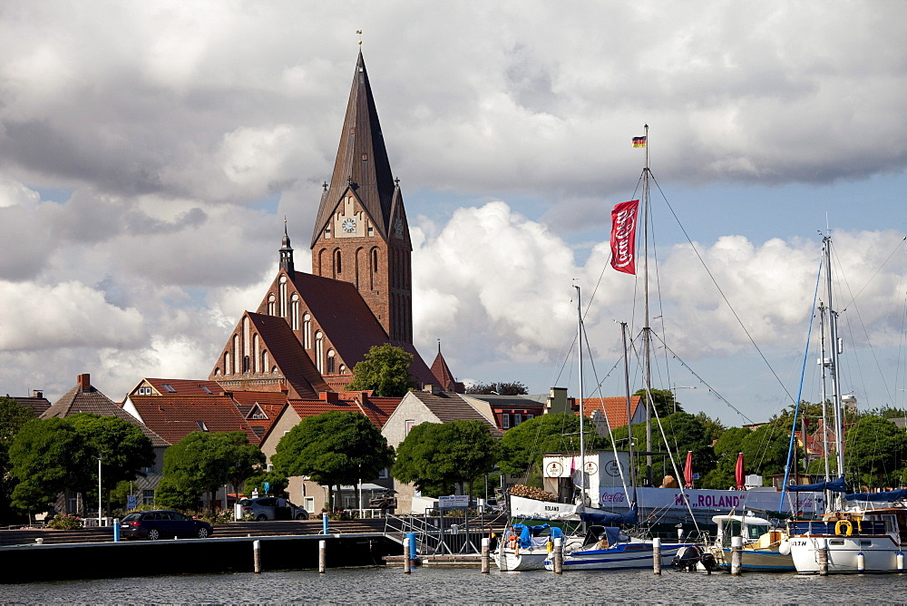 St. Marien Kirche church, harbour, Barth, Mecklenburg-Western Pomerania, Germany, Europe