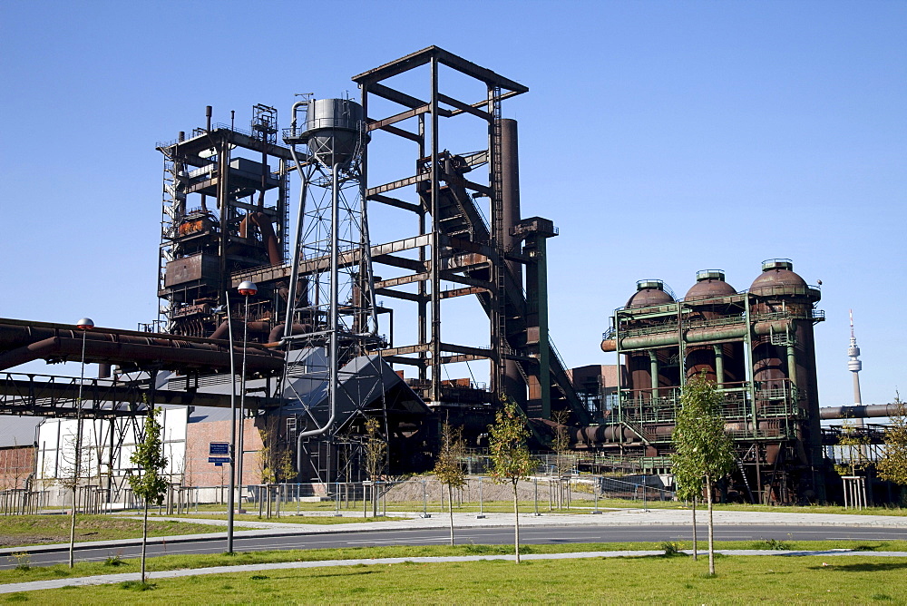 Blast furnace, former steel mill, location for technology and service, Phoenix West, Hoerde, Dortmund, Ruhr area, North Rhine-Westphalia, Germany, Europe