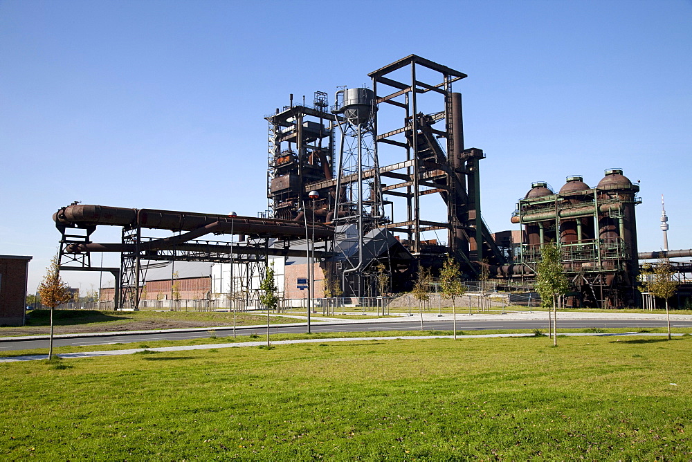 Blast furnace, former steel mill, location for technology and service, Phoenix West, Hoerde, Dortmund, Ruhr area, North Rhine-Westphalia, Germany, Europe