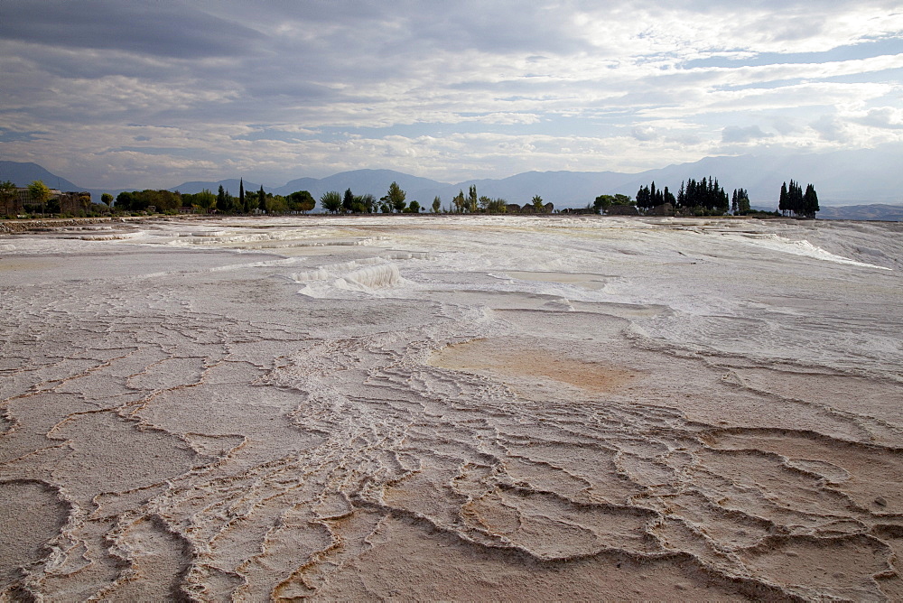 Travertine terraces of Pamukkale, UNESCO World Heritage Site, Denizli, Turkey, Asia