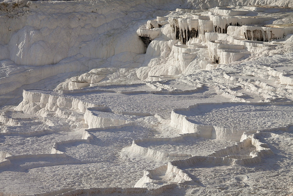 Travertine terraces of Pamukkale, UNESCO World Heritage Site, Denizli, Turkey, Asia