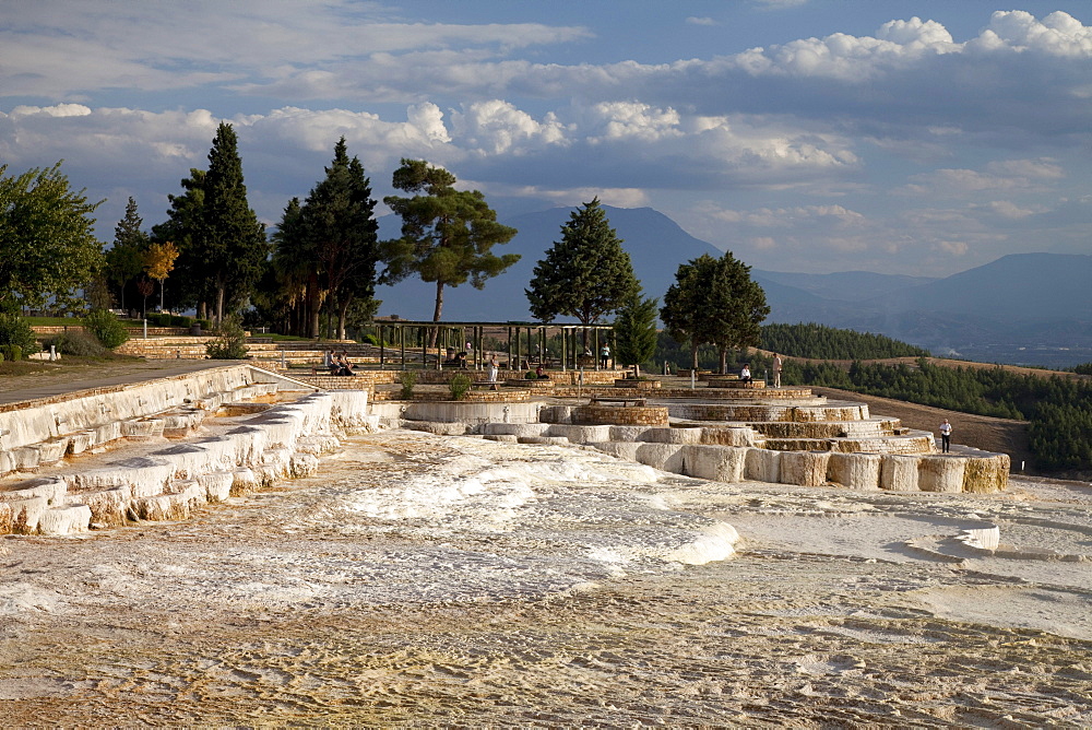 Travertine terraces of Pamukkale, UNESCO World Heritage Site, Denizli, Turkey, Asia