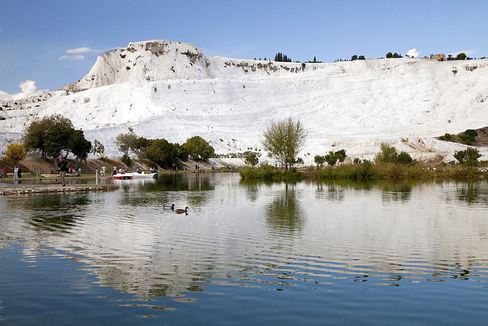 Travertine terraces of Pamukkale, UNESCO World Heritage Site, Denizli, Turkey, Asia