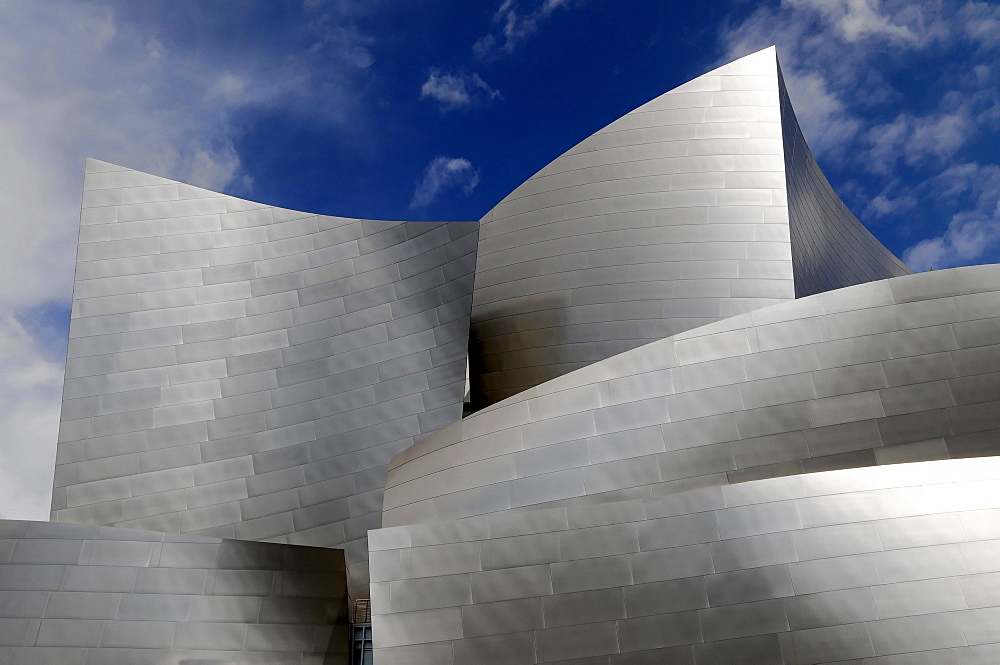 Partial view, Walt Disney Concert Hall, designed by Frank Gehry, Los Angeles, California, USA