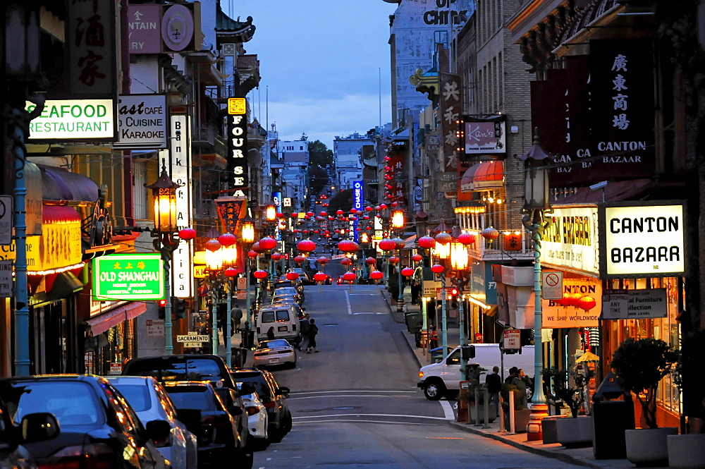 China Town in the evening, San Francisco, California, USA, North America