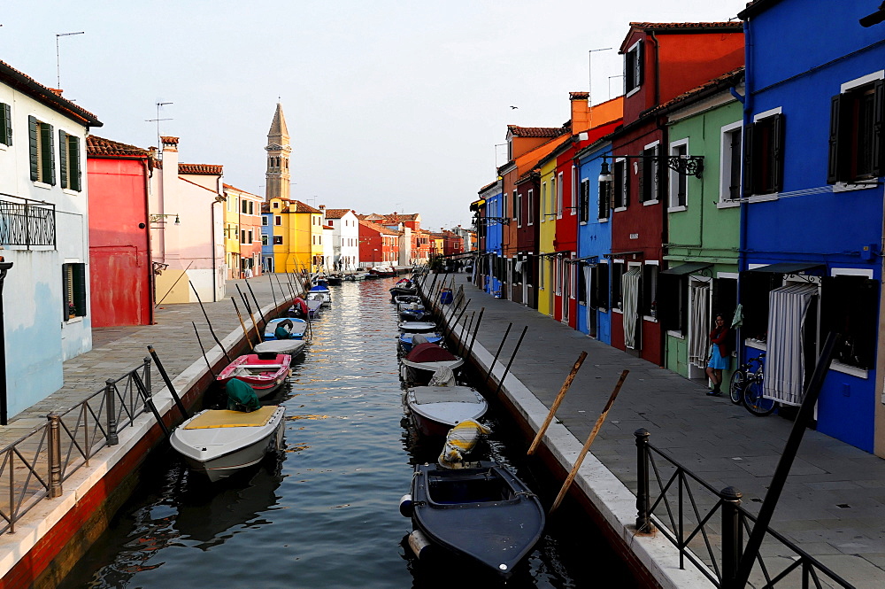 Canal, Burano Island, Venice, Veneto, Italy, Europe