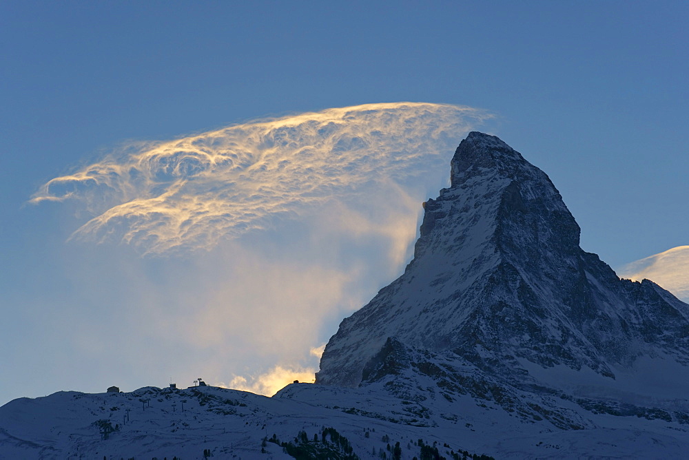 Matterhorn mountain in the evening, canton of Valais, Switzerland, Europe