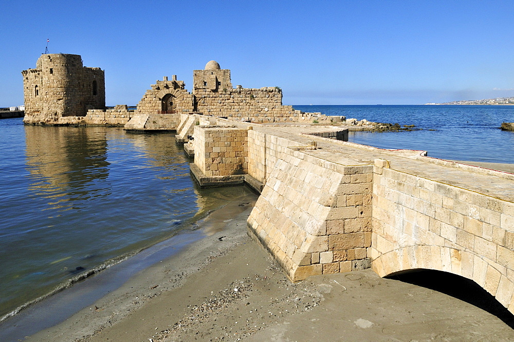 Historic Crusader castle at Sidon, Saida, Lebanon, Middle East, West Asia