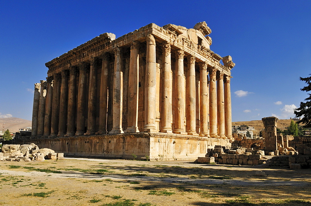 Ancient Bacchus temple ruins at the archeological site of Baalbek, Unesco World Heritage Site, Bekaa Valley, Lebanon, Middle East, West Asia